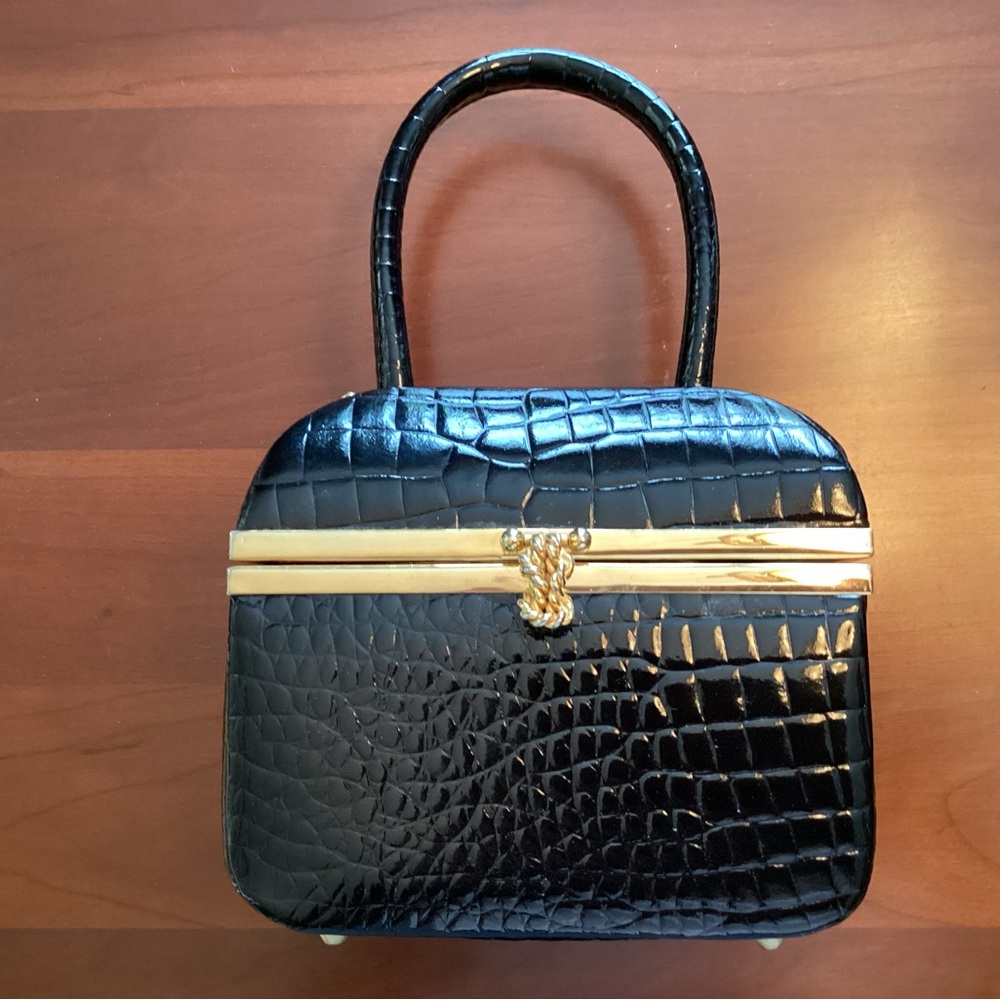 LISETTE Black Patent Box style bag